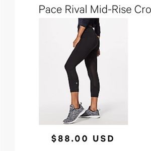 Lululemon Pace Rival Mid-Rise Crop 22”